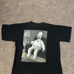 Black Graphic T-Shirt Featuring Iconic Cartoon Character